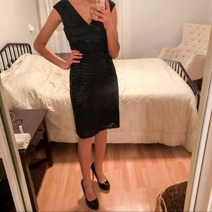 Adrianna Papell blue and black cocktail dress